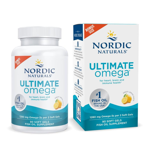 Nordic Naturals Ultimate Omega 1280mg Fish Oil 90 soft gels bottle front view