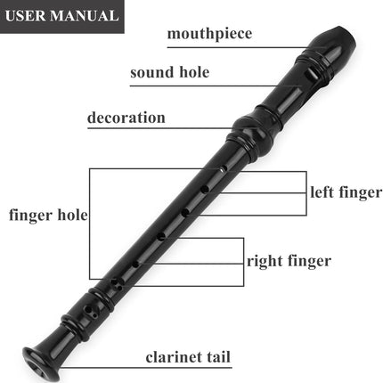 QIELIZI Recorder Instrument for Beginner Adults,8-Hole Soprano Descant Recorder Music Flute with Cleaning Rod & Case Bag For Home Entertainment(2-Black Marble6)