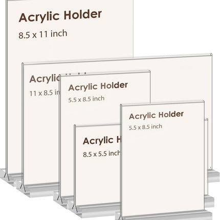 newnewshow Acrylic Sign Holder 5.5x8.5 Inch 3 Pack Vertical T Shape Double-Sided Desktop Display Holder. (Optional 8.5x11 8.5x5.5 5x7 Horizontal and Vertical)