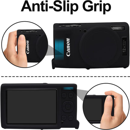 Easy Hood Case for Canon PowerShot IXY 650/ELPH 360 Camera, Soft Silicone Camera Cover with Removable Lens Cap, Slim Fit Anti-Scratch Carrying Protective Case Camera Body Skin Sleeve (Black)
