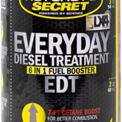 Hot Shot’s Secret Everyday Diesel Treatment EDT 4 oz – Treats 100 Gallons – 6-in-1 Diesel Fuel Additive, Injector and Fuel System Cleaner, Boosts Cetane