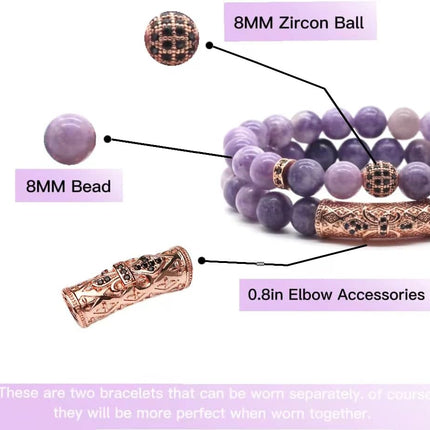 2Pcs Healing Crystal Beaded Bracelet for Men Women Handmade 8MM Beads Stretch Bracelet Protection Bracelets Bring Good Luck Prosperity and Happiness Gifts for Men Women