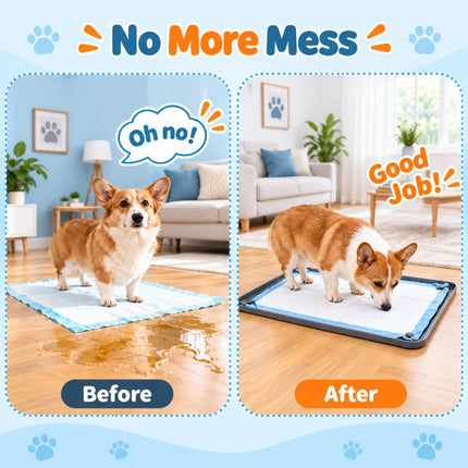 Silicone Puppy Pad Holder Tray with Clips, Fits 24" x 35" Pads