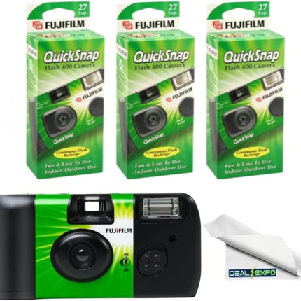 Fujifilm QuickSnap Flash 400 One-Time-Use Camera - 2 Pack (3-Pack)