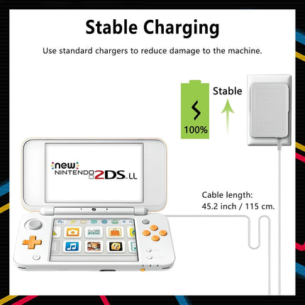3DS Charger, DTOL 3DS Charger Compatible with Nintendo 3DS/ DSi/DSi XL/ 2DS/ 2DS XL/New 3DS 100-240V Wall Plug Adapter 2 Pack