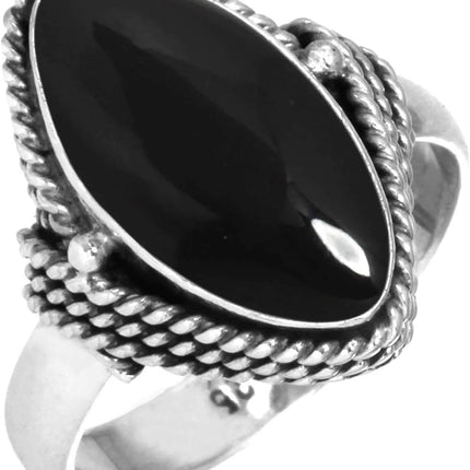 Pearl, Amber, Garnet, Moonstone Marquise Handmade Ring Genuine 925 Sterling Silver Boho Natural Gemstone Jewelry For Women