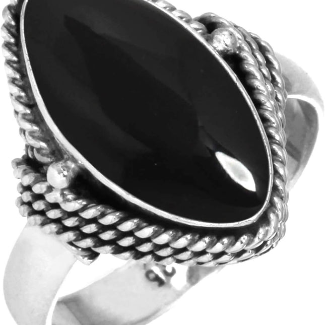 Genuine 925 Marquise Ring with Pearl, Amber, Garnet & Moonstone