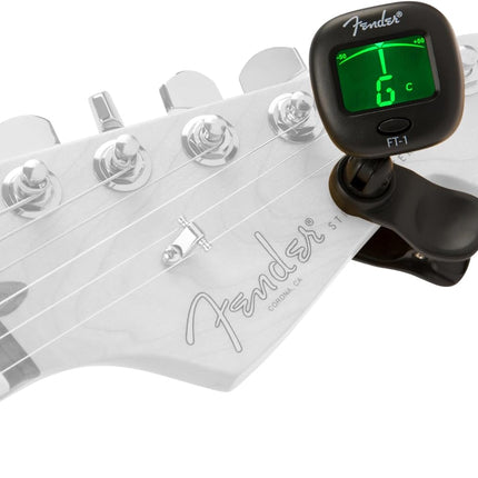 Fender FT-1 Professional Guitar Tuner Clip On, with 1-Year Warranty, Full-Range Chromatic Guitar Tuner with Dual-Rotating Hinges, A4 Calibration