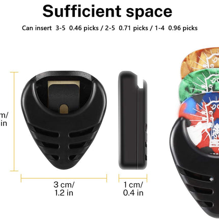 Guitar Picks Holder, with Picks Case 3 Pack, 10pcs Guitar Picks Contains Thin, Medium, Heavy Picks, 9pcs 3M Stickers, Suitable for Acoustic Guitar Electric Guitar Bass Ukulele Banjo