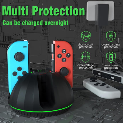 Switch Controller Charging Dock for Nintendo OLED Joycon, Charger Station with Switch 1 JoyCon, 4 in 1 Joycon Charging Dock for Joy Con with LED Indication and USB Type-C Charger Cable
