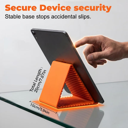 Silicone Phone Stand with Aluminum, Flexible Foldable Phone Holder, Bendable Adjustable Anti-Slip Desktop Stand for Phone Tablet Laptop, Portable Rollable Multi-Angle Stand for Home (Orange)