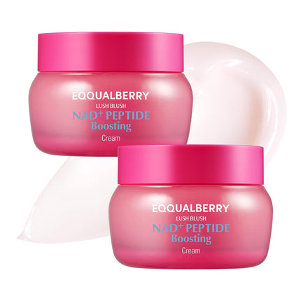 EQQUALBERRY NAD+ Peptide Boosting Cream, Pack of 2 – NAD+ 5% & 13 Peptides Anti-Aging Face & Body Cream | Firming & Lifting Pink Neck Cream for Sagging Skin (1.69 fl.oz * 2ea)
