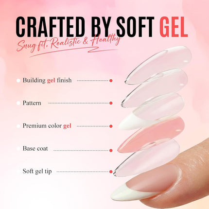 Ombre Press on Nails Short Square, Soft Gel Nude Pink Fake Nails Press on with Glue, 30Pcs Reusable Stick on Nails in 15 Sizes, Salon Quality False Nails for Women Spring Summer Vacation Gift
