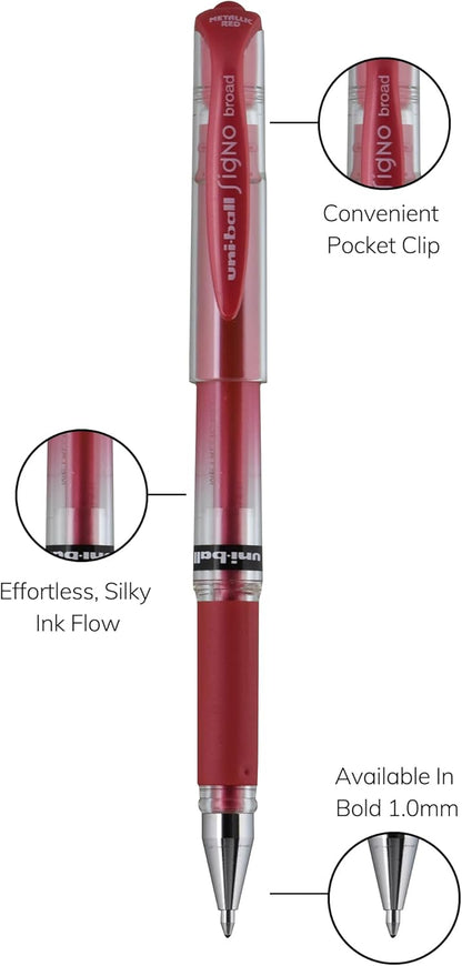 Gel Pens, Bold Point (1.0mm), Metallic Red Ink, 6 Pens - photo 3