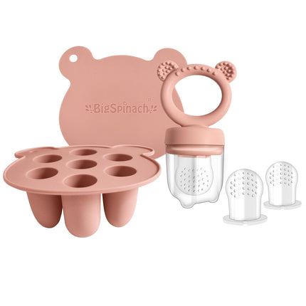 Baby Food Feeder Pacifier with Breast Milk Popsicle Teether-Silicone Forage Feeder for Babies-Breastmilk Storage Container and Freezer Tray-Teething Popsicle Molds