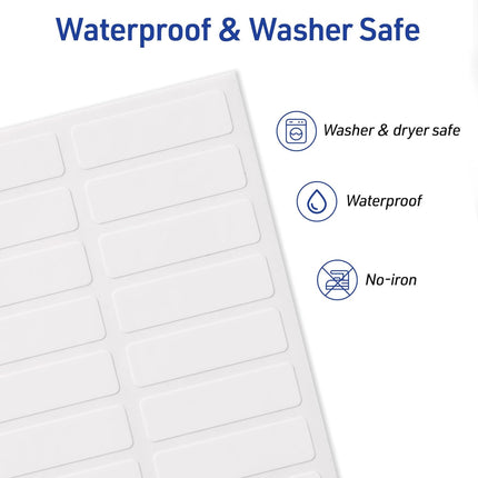 Avery No-Iron Fabric Labels, 1/2" x 1-3/4", Washer and Dryer-Safe Waterproof Labels, Non-Printable, 54 Total (40720)