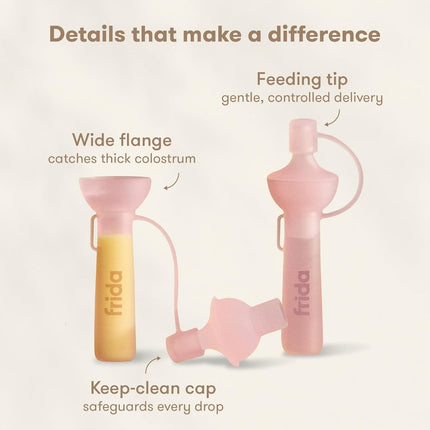 Frida Mom Colostrum Collection Kit, Catch, Store & Feed Breastmilk, Includes 6 Colostrum Collectors, 6 Labels, Cleaning Brush, Cloth & Case, Hospital Bag Ready, Safe Materials, 15pc kit