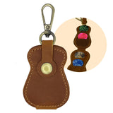 Genuine Leather Guitar Pick Holder Keychain, Guitar Picks Holder Case for 4 Picks, Portable Pick Holder for Guitar with Hook, Ideal Guitar Pick Storage