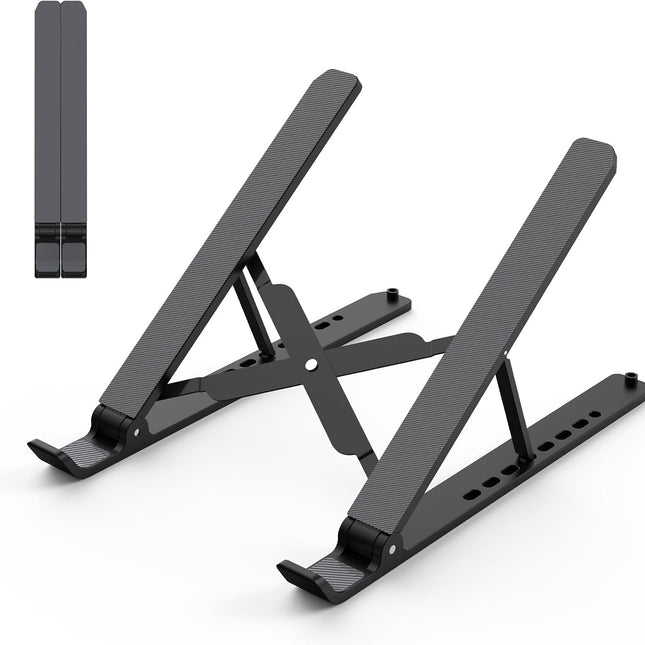 Laptop Stand for Desk, Adjustable Laptop Riser ABS+Silicone Foldable Portable Notebook Holder, Ventilated Cooling