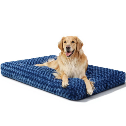 Washable Dog Bed Medium Size Dog Crate Bed Plush Pet Mat 35"x23" Gray