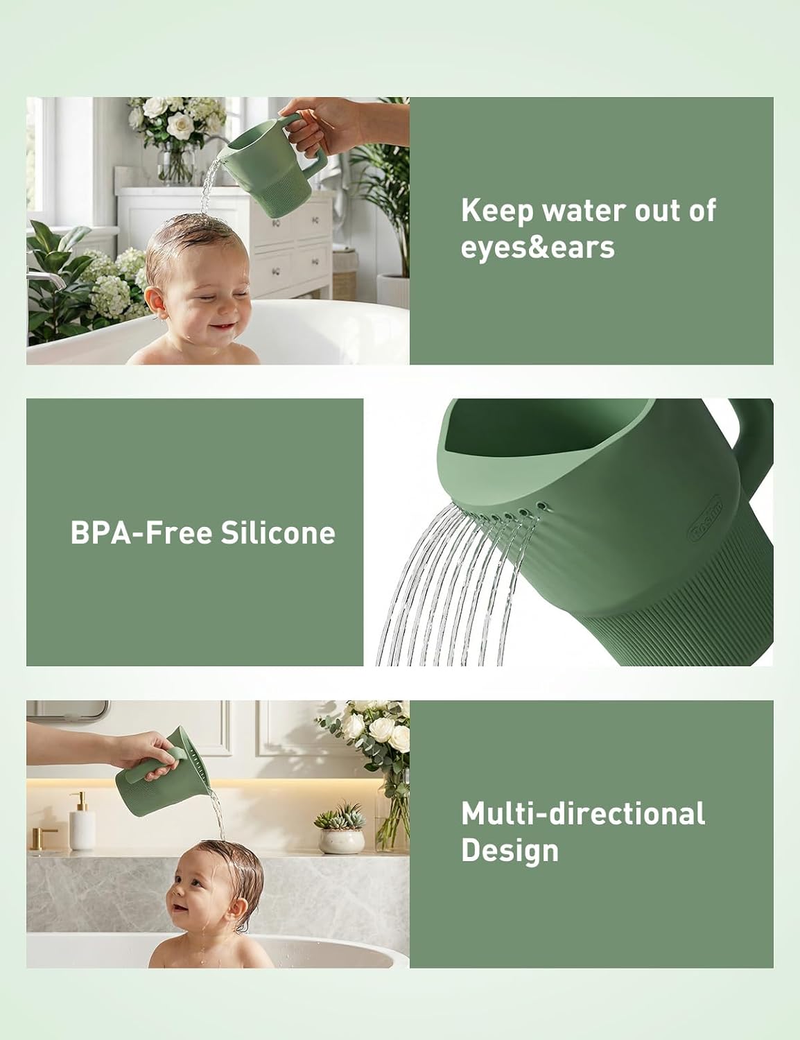 Silicone Baby Bath Rinse Cup - Shampoo & Body Washing Rinser for Kids & Toddlers, Lightweight Bath Cups - photo 3