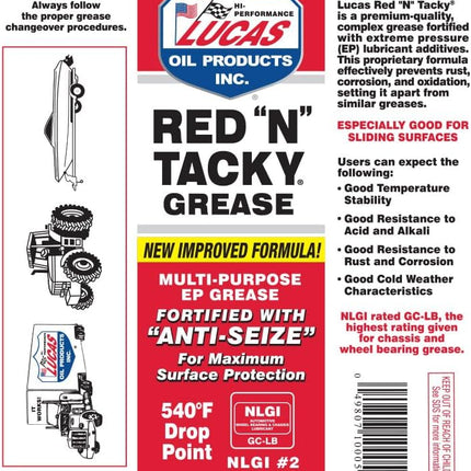 Lucas Oil 10005 Red 'N' Tacky Grease - 14 Ounce