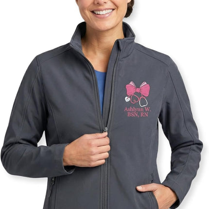 Custom Nurse Name Embroidered Soft Shell Jacket – Appreciation Nurse, Healthcare workers or Medical Staff
