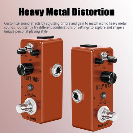 Rowin Analog Heavy Metal Distortion Pedal for Guitar True Bypass