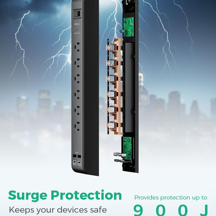 2 Pack Surge Protector Power Strip with 6 Outlets 4 USB Ports - photo 5