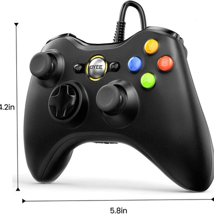 VOYEE PC Controller, Wired Controller Compatible with Microsoft Xbox 360 & Slim/PC Windows 10/8/7, with Upgraded Joystick, Double Shock | Enhanced (Black)