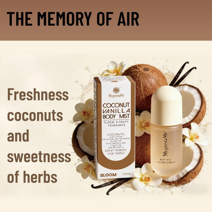 Coconut Vanilla Body Spray | Paraben-Free & Phthalate-Free | Long-Lasting Fresh Fragrance | coconut body spray | vanilla coconut perfumes for women, 3.38 fl oz (100ml)
