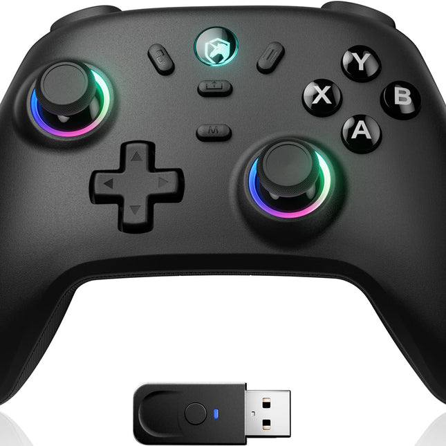 Wireless PC Gaming Controller - Hall Effect Joystick, 2.4G & Wired 1000Hz Polling Rate, 800mAh Battery, Adjustable Turbo/Vibration - for PC/Switch/iOS/Android