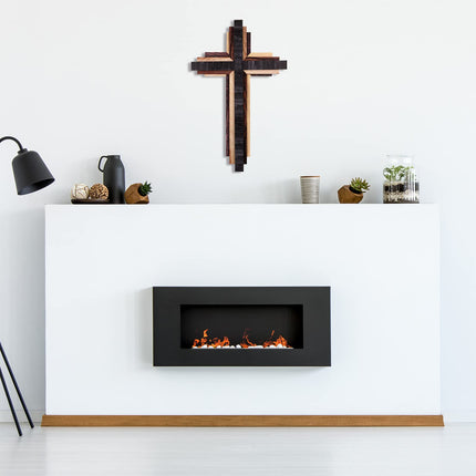 Wooden Wall Cross 3D Triple Stacked Reclaimed Wood, Rustic Hanging Decor