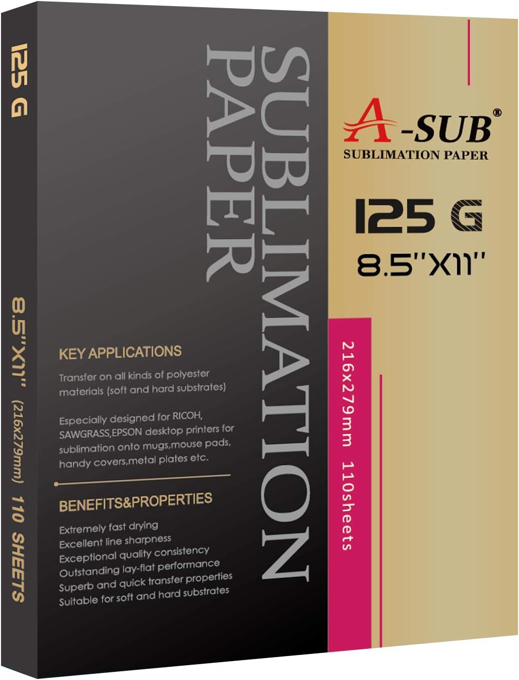 Sublimation Paper 110 Sheets for Inkjet Printers with Sublimation Ink 125g