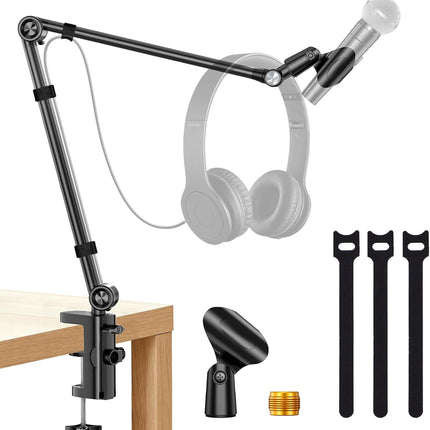 UBeesize Microphone Boom Arm, Aluminum Alloy Mic Arm Stand for Blue Yeti, HyperX QuadCast, Shure SM7B and Other Mic, 360° Rotatable Head Mic Arm Desk Mount with 3/8" to 5/8" Adapter for Podcast Gaming