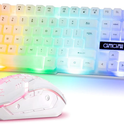 CHONCHOW RGB Gaming Keyboard and Mouse Combo,USB Wired Light Up Keyboard, Rainbow LED Lit Backlight Keyboard Mouse Set for Computer Windows PC PS4 Xbox Laptop iMac Resberry Pi