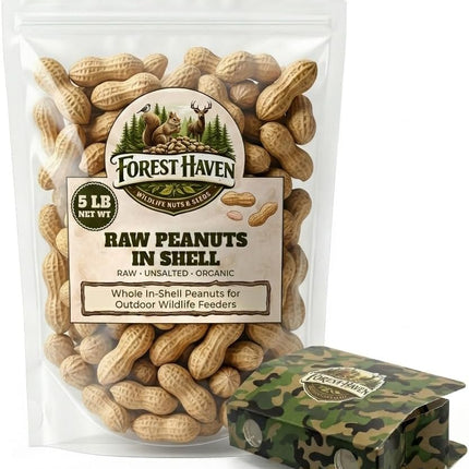 Forest Haven Premium Raw Peanuts for Squirrels – 5LB Bulk Squirrel Food – Unsalted Peanuts in Shell for Birds, Deer & Wildlife – Bonus Binoculars Included - USA Grown