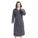 Men's Bathrobes with Hood, 100% Cotton Terry Bath Robe, Soft Long Shower Towel Robe for Men with Pockets