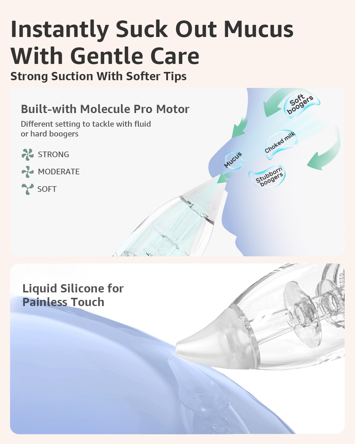 Nasal Aspirator for Baby, Electric Baby Nose Sucker, Automatic Nose Cleaner with Larger Suction Chamber - photo 3