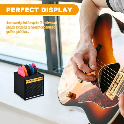 Guitar Pick Holder Box, Mini Amp Speaker Shaped with 5 Picks