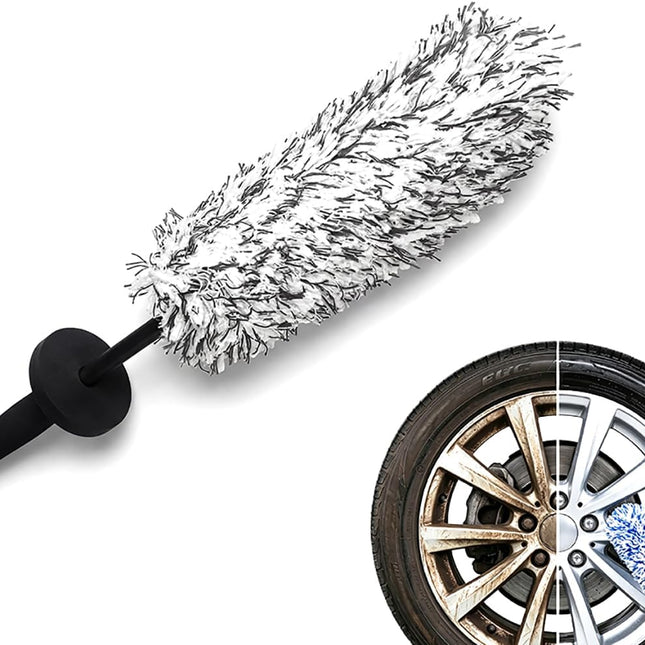 Wheel Barrel Brush,2026 New Long Handle Microfiber Wheel Brush Car Duster