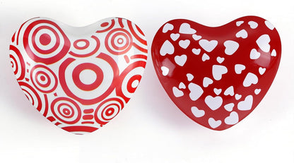 Crimson Love Heart Chimes, 2 Pack Stainless Steel Heart Bells with Hand-Painted Designs, Portable Soothing Hand Chimes