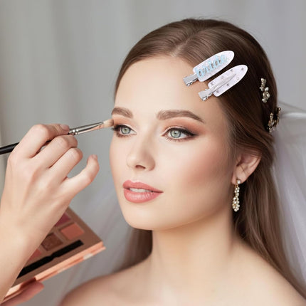 Bride Hair Clips Set - 4PCS White Blue No Crease Makeup Clips Gift, Wedding Day Accessories for Bride to Be, Elegant Bridal Hair Barrettes Jewelry Gifts for Bridal Shower, Bachelorette Party