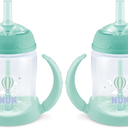 NUK Learner Straw Cup, 5oz, 2-Pack - Toddler Sippy Cup with Soft Straw for Easy Drinking, Suitable for Ages 8 Months and Up, Green