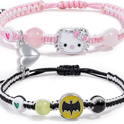 Couples/Friendship Matching Bracelets,Bat/Spider/kitty Bracelets Set, Valentine's Day Birthday Jewelry Gifts for Gf and Bf Soulmate, Matching Gifts for Husband&Wife Son&Daughters BFF