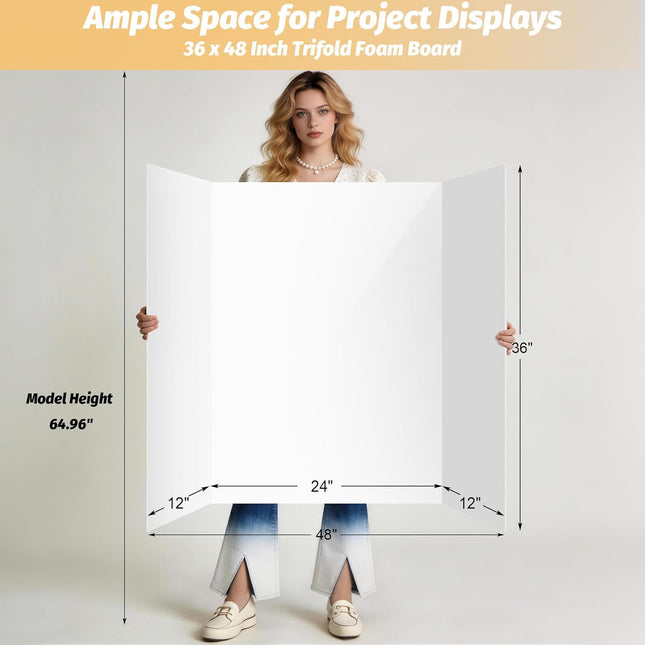 2 Pack 36" x 48" White Trifold Poster Board Foam Core