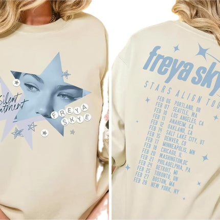 Fre-ya Sk-ye Stars Alig-n Tour Selfie Star T-Shirt, Front and Back Sweatshirt Concert Merch, Handmade Memorabilia Best Friend Matching Shirt Multicolor Women Youth Kids