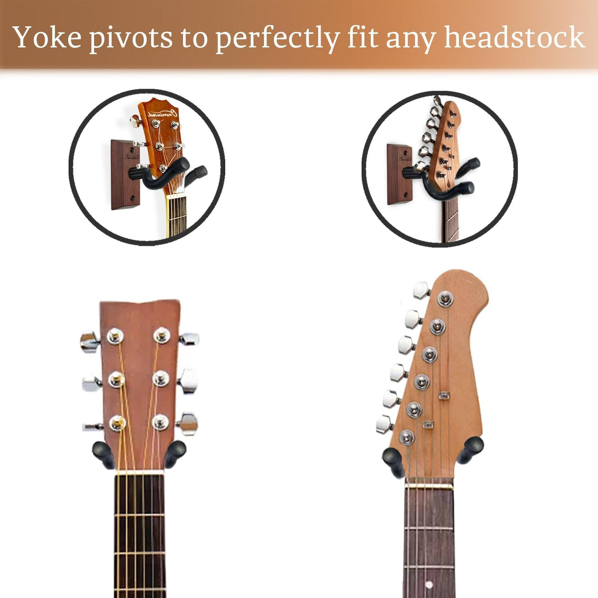 Guitar Wall Mount, Acacia Hardwood Guitar Hanger, U-Shaped Guitar Wall Hanger Mount, Guitar Holder Hook - photo 4