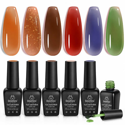 Jelly Gel Nail Polish Set, 6 Colors