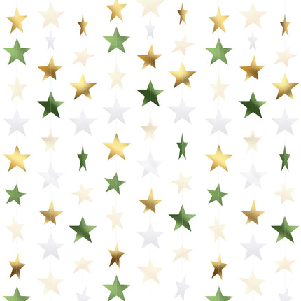 130 ft Star Garland Banner Decor, Gold